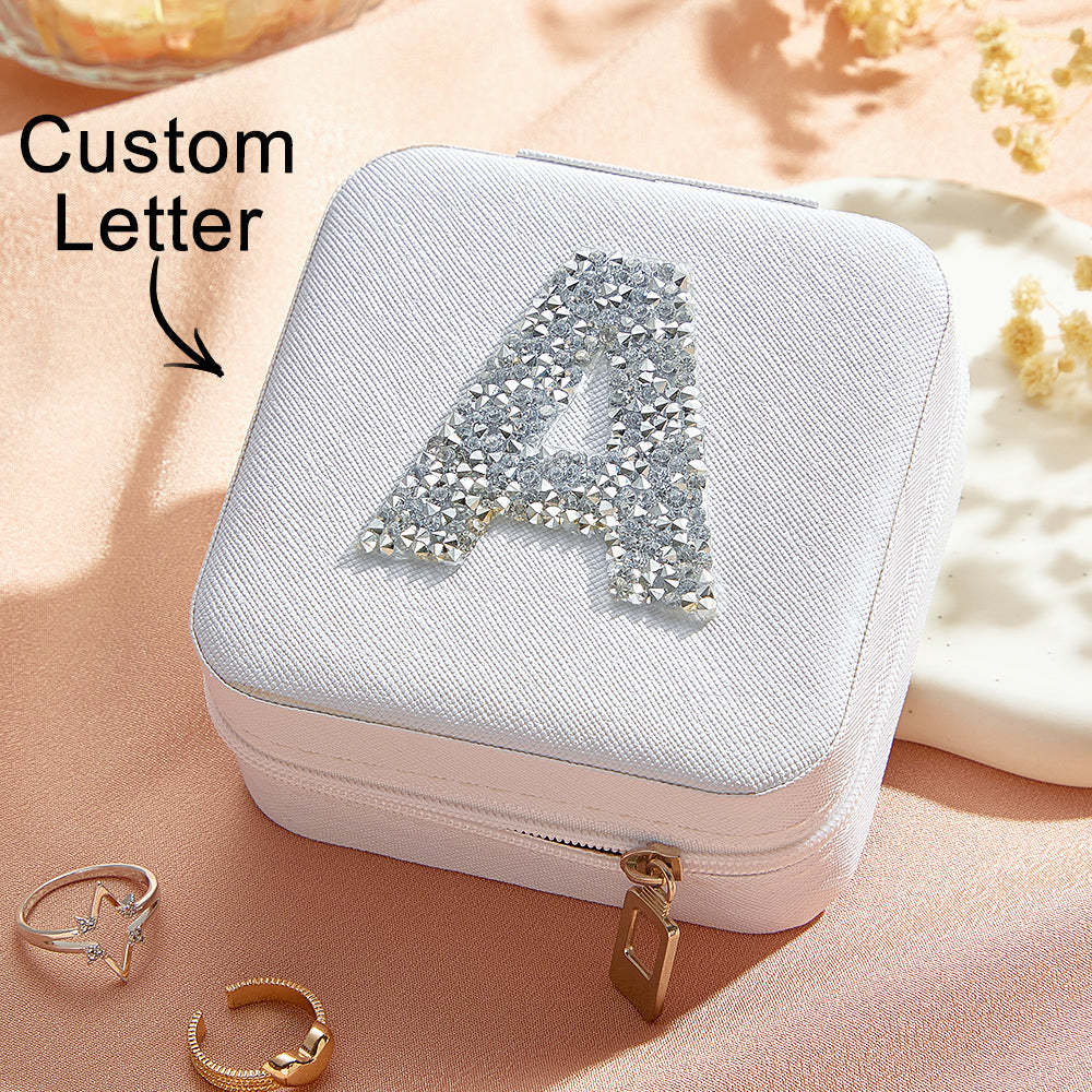 Personalized Jewelry Box with Glitter Letter Bridesmaid Gift for Her - SantaSocks