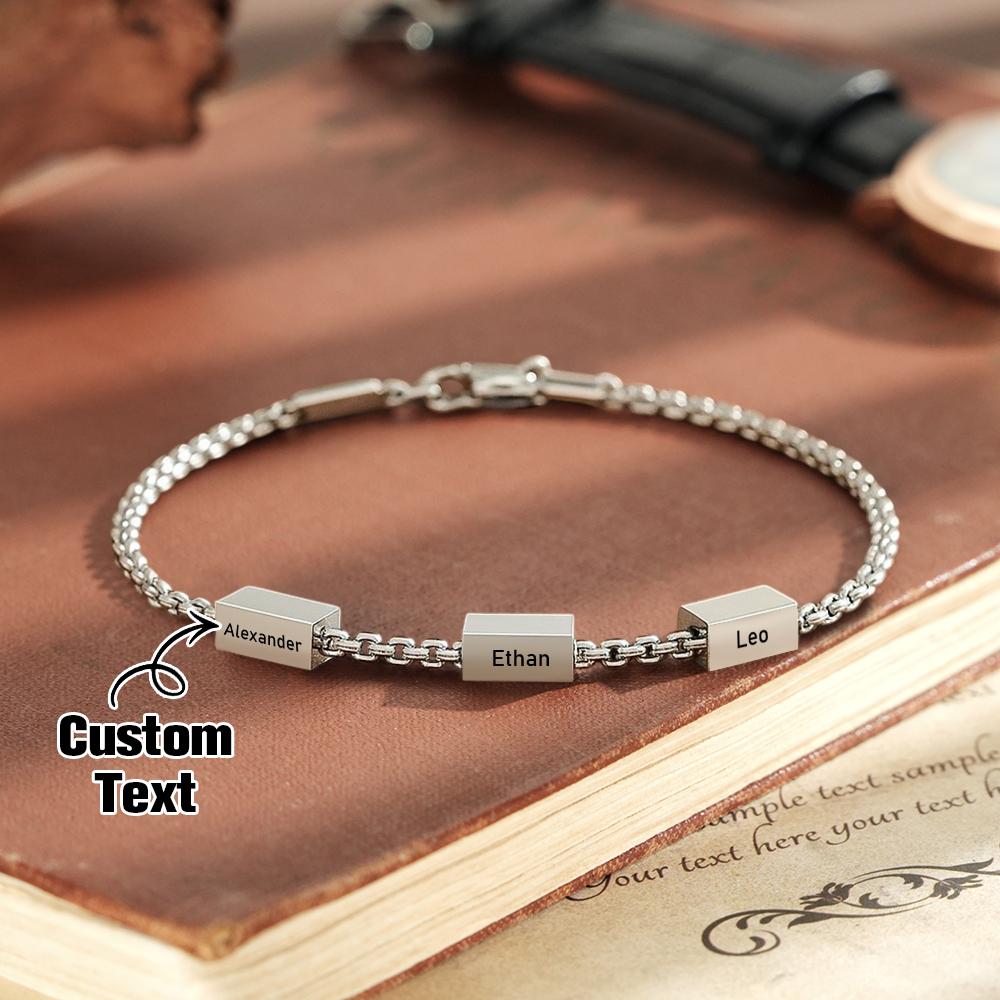 Personalize Dad Bracelet, Kids Name Bracelet, Family Jewelry, Custom Gift For Dad, Gift For Husband,Gift for Father's Day