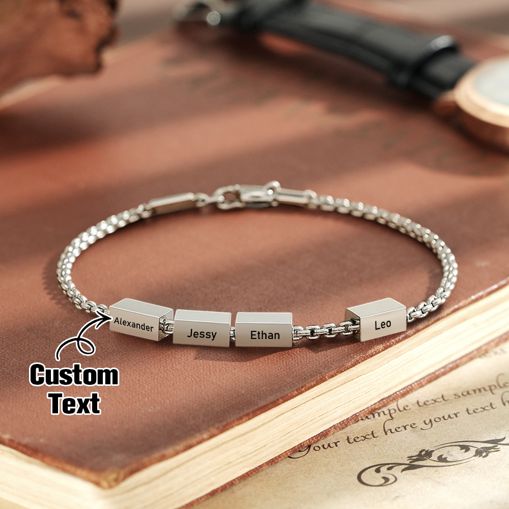 Personalize Dad Bracelet, Kids Name Bracelet, Family Jewelry, Custom Gift For Dad, Gift For Husband,Gift for Father's Day