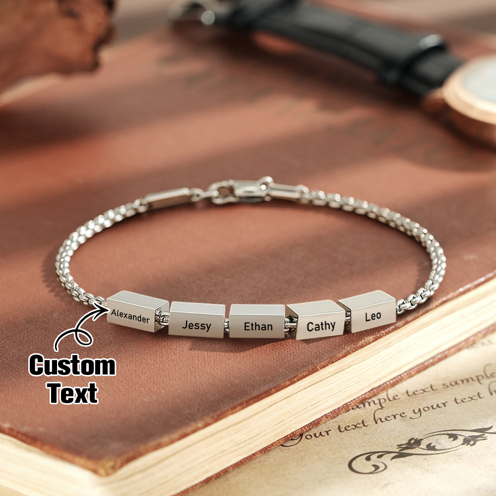 Personalize Dad Bracelet, Kids Name Bracelet, Family Jewelry, Custom Gift For Dad, Gift For Husband,Gift for Father's Day