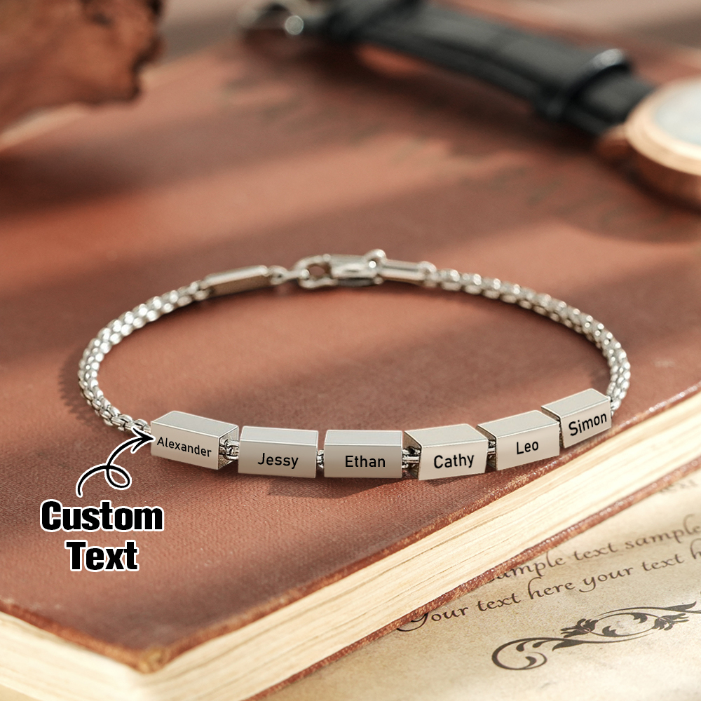 Personalize Dad Bracelet, Kids Name Bracelet, Family Jewelry, Custom Gift For Dad, Gift For Husband,Gift for Father's Day