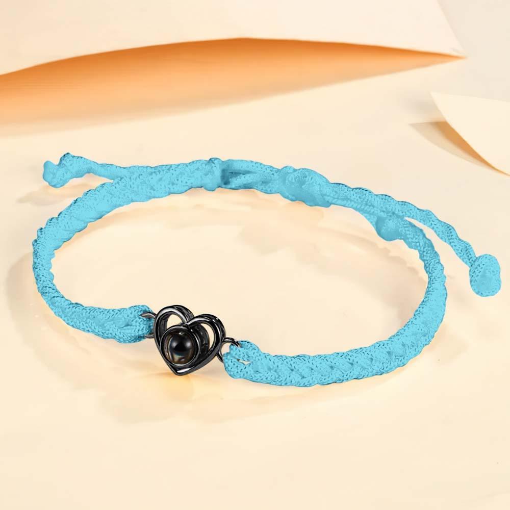 Custom Photo Projection Braided Rope Bracelet Memorial Photo Inside Bracelet Gifts for Her - SantaSocks