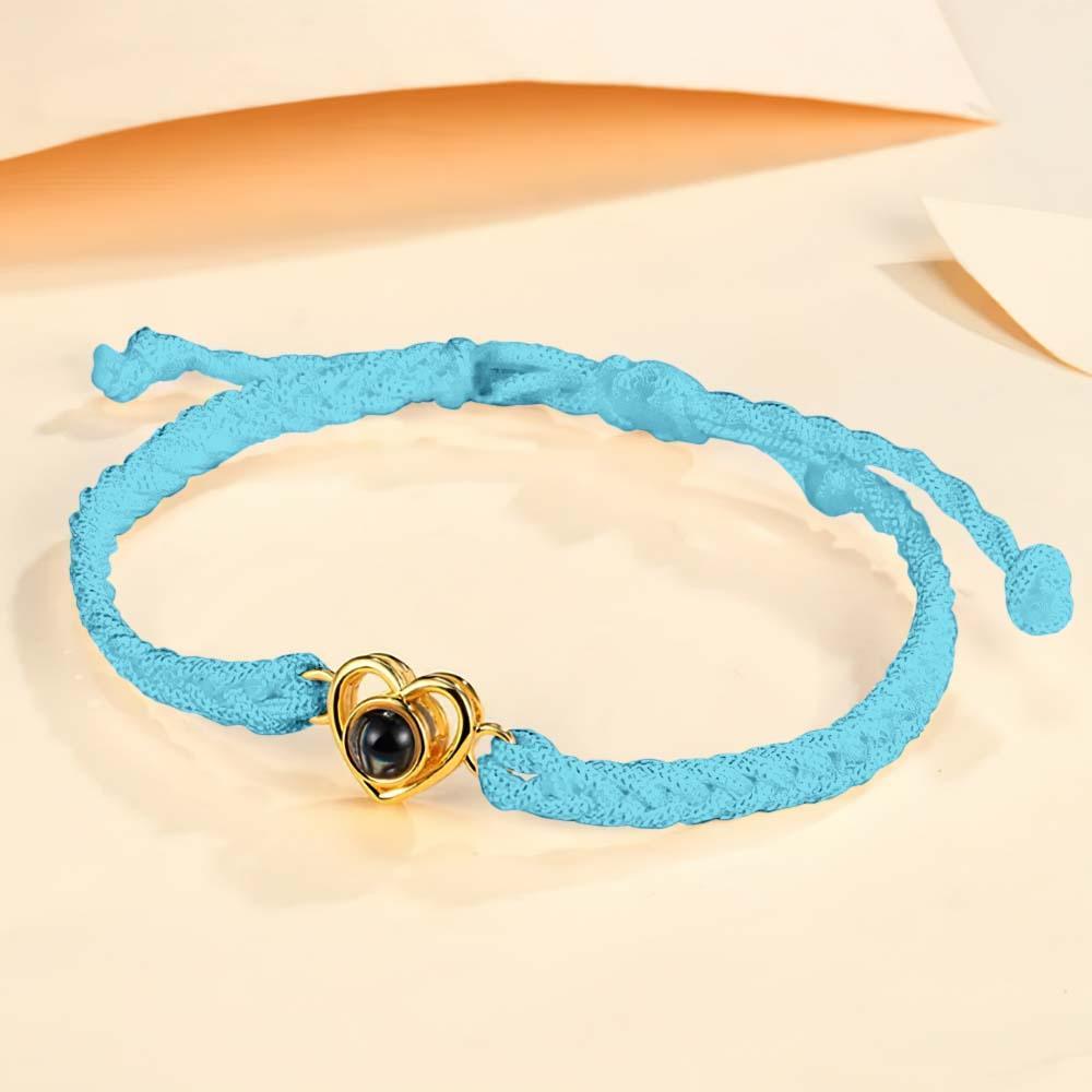 Custom Photo Projection Braided Rope Bracelet Memorial Photo Inside Bracelet Gifts for Her - SantaSocks