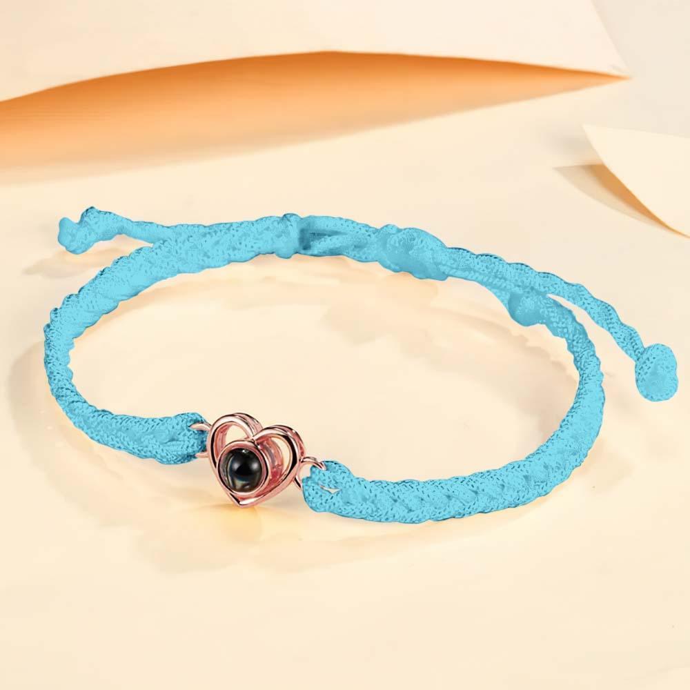 Custom Photo Projection Braided Rope Bracelet Memorial Photo Inside Bracelet Gifts for Her - SantaSocks