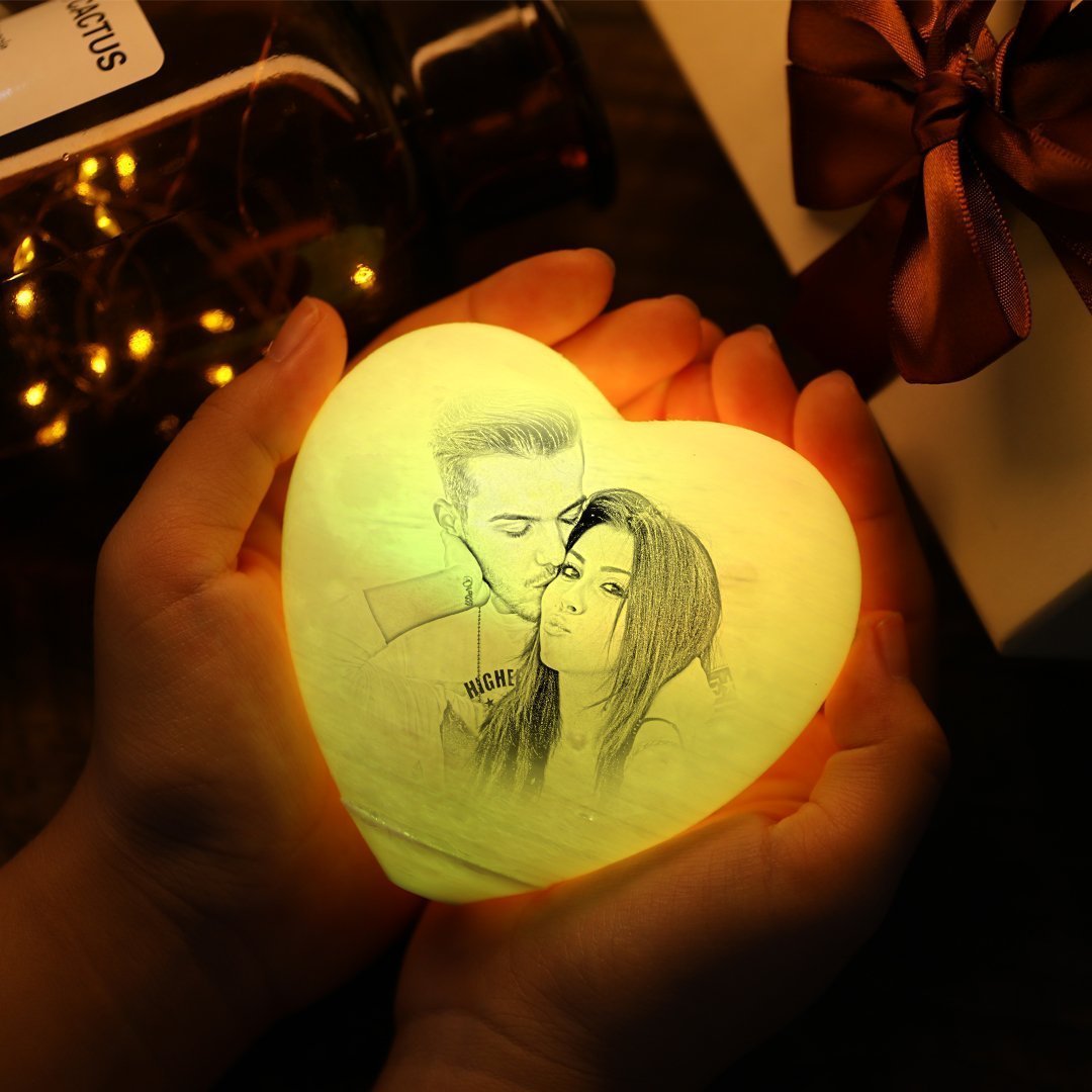 Photo Lamp Personalized Heart Night Light Custom 3D Printed (10-15cm)