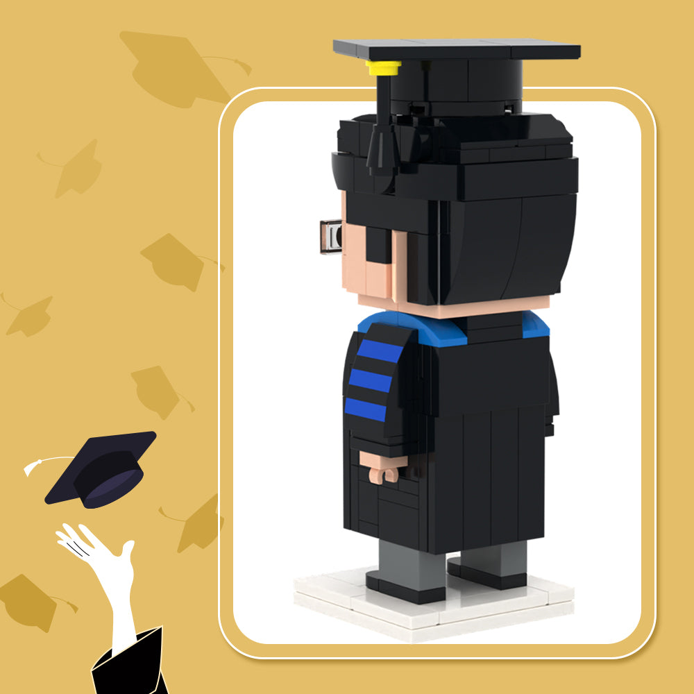 Graduation Gifts Fully Body Customizable 1 Person Detailed Version Custom Brick Figures Small Particle Block Toy For Him Black Blue