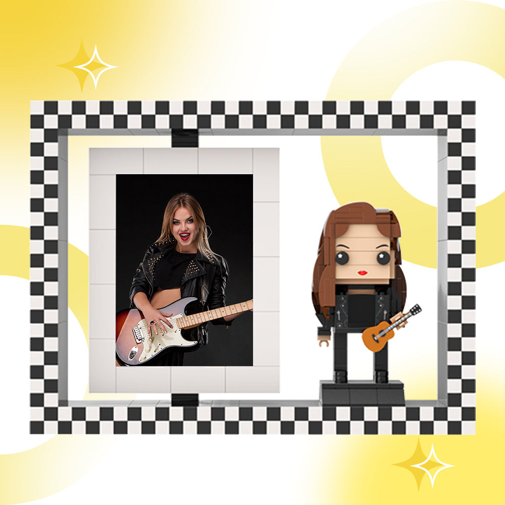 Basic Version Fully Body Customizable 1 Person Custom Brick Figures with Photo Frame Small Particle Block