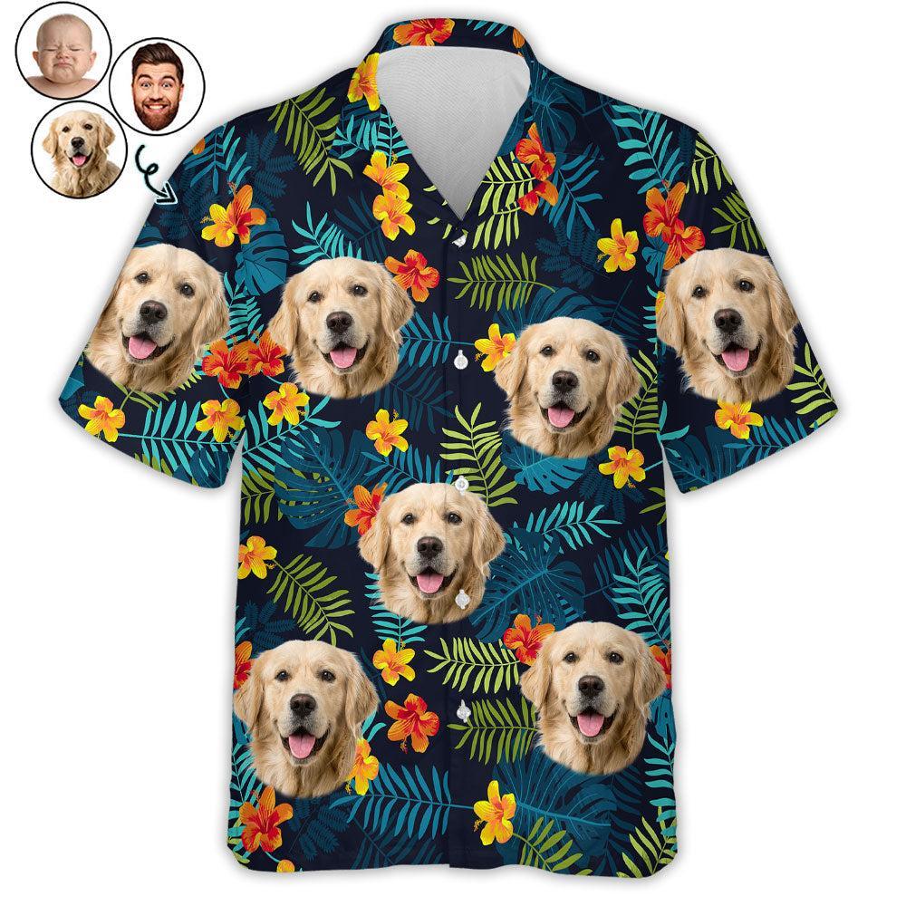 Tropical Vibes Only Custom Photo Hawaiian Shirt, Personalized Tropical Beach Shirt for Men, Funny Summer Vacation Gift