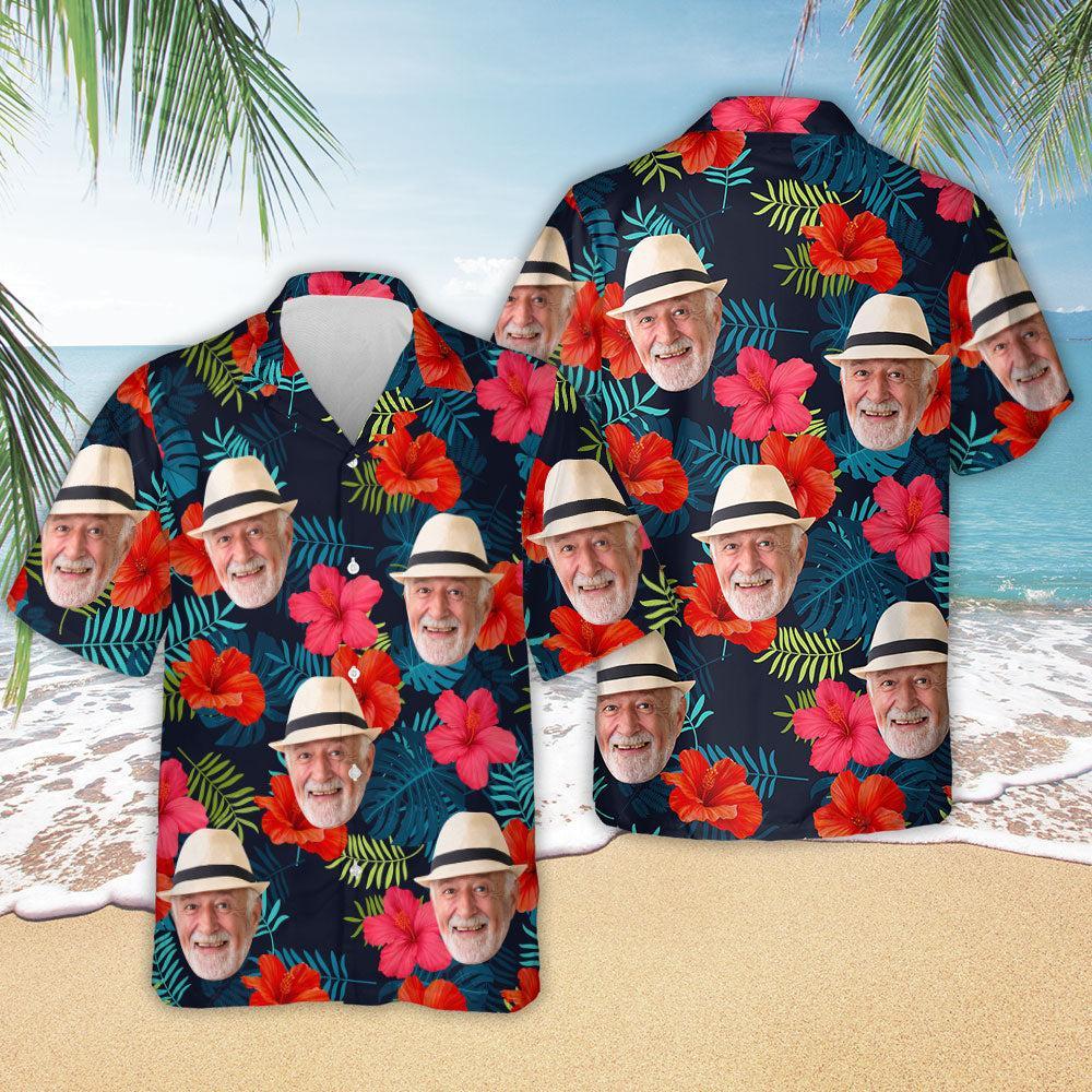 Tropical Vibes Only Custom Photo Hawaiian Shirt, Personalized Tropical Beach Shirt for Men, Funny Summer Vacation Gift