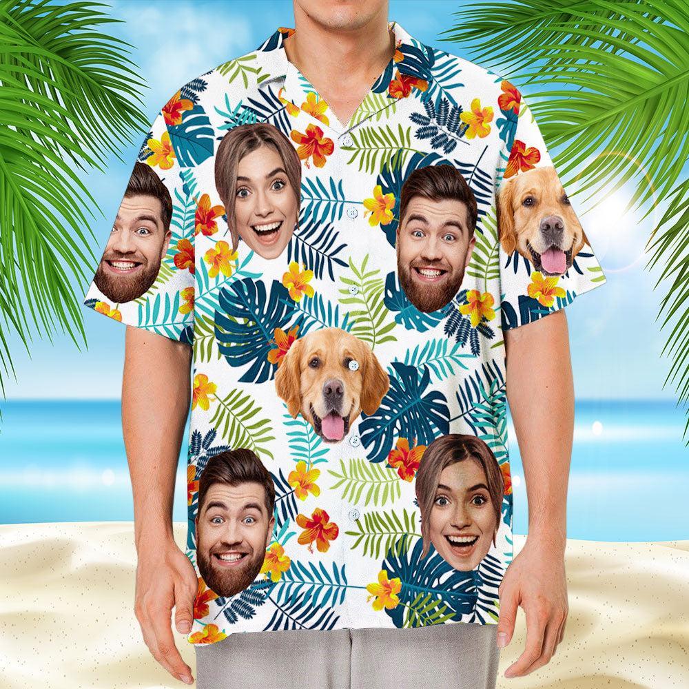 Tropical Vibes Only Custom Photo Hawaiian Shirt, Personalized Tropical Beach Shirt for Men, Funny Summer Vacation Gift