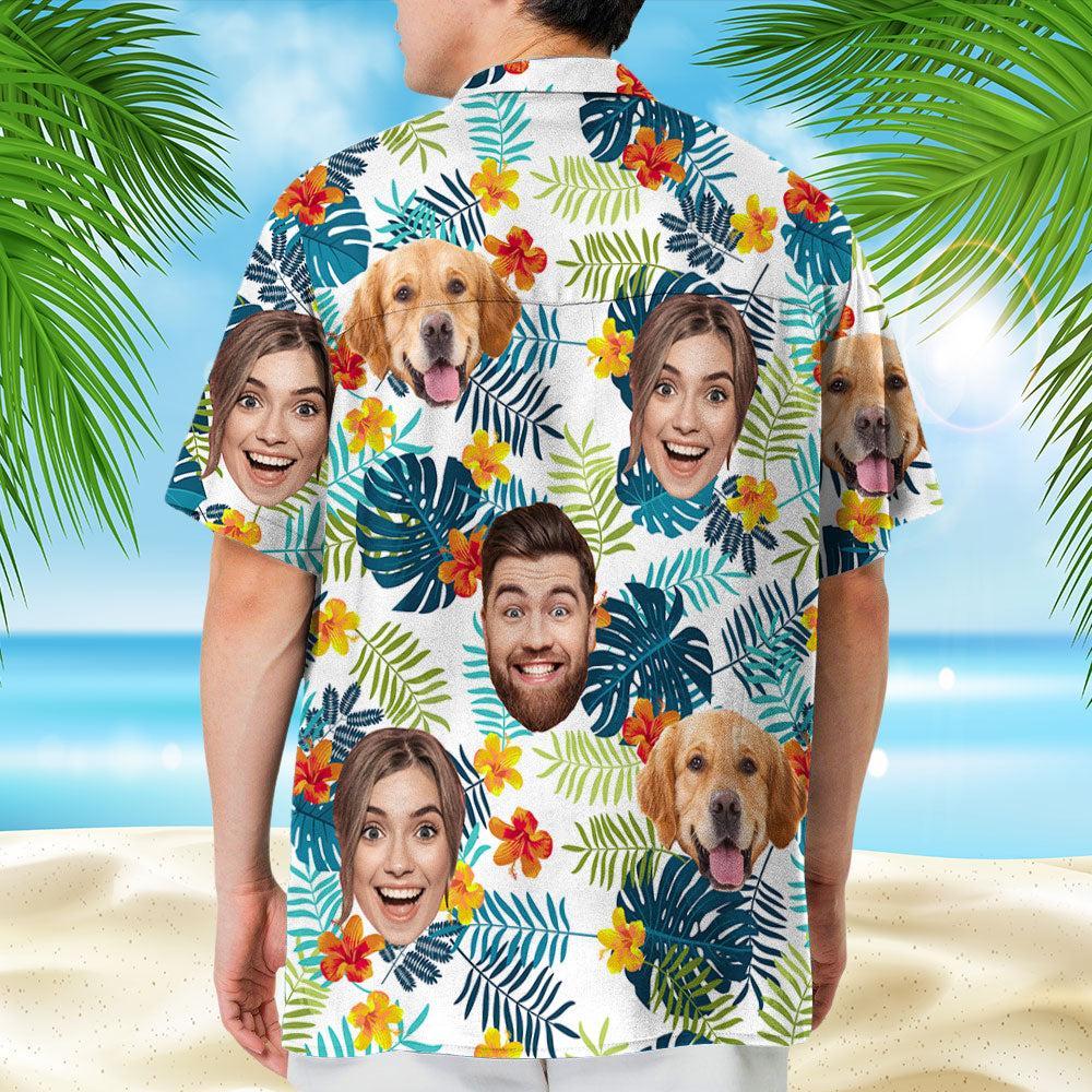 Tropical Vibes Only Custom Photo Hawaiian Shirt, Personalized Tropical Beach Shirt for Men, Funny Summer Vacation Gift