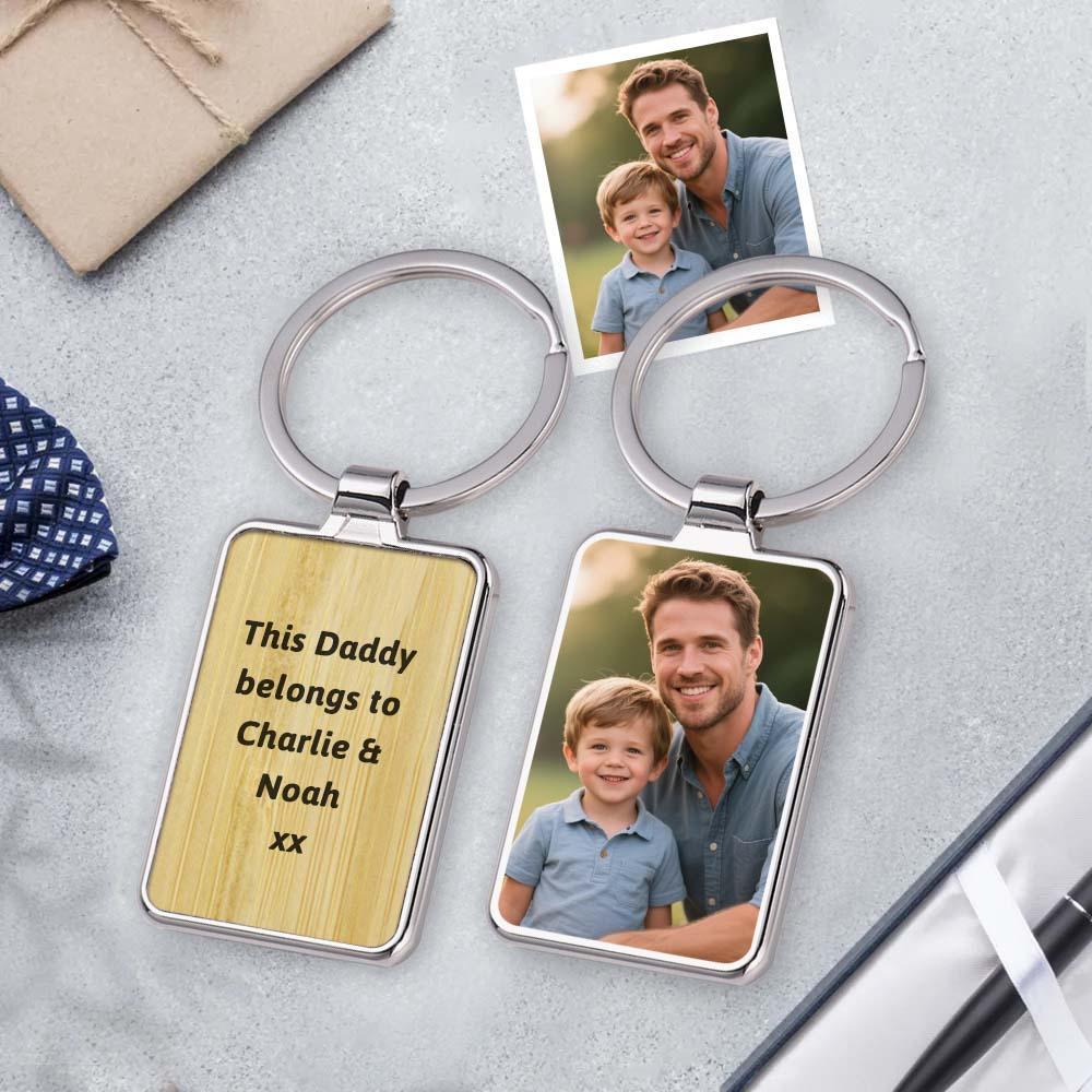 Personalised Dad Photo Keyring, Father's Day Gift for Dad Grandad, Pho