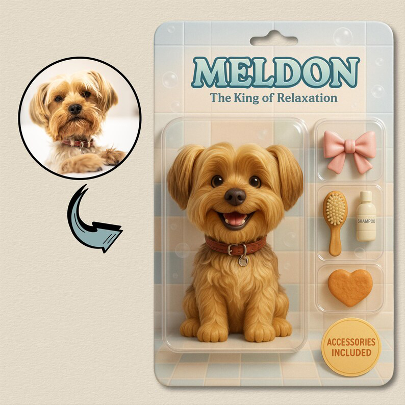 Fully Body Customizable 3D Effect Action Figure Pack Packaging Toy Box Style Art Gift Personalized Acrylic Car Hanger Gift for Pet Lovers - SantaSocks