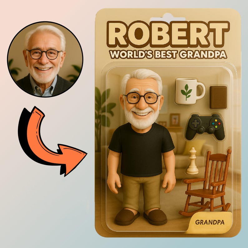 Fully Body Customizable 3D Effect Action Figure Pack Packaging Toy Box Style Art Gift Personalized Acrylic Car Hanger Gift for Papa Father's Day Gifts - SantaSocks