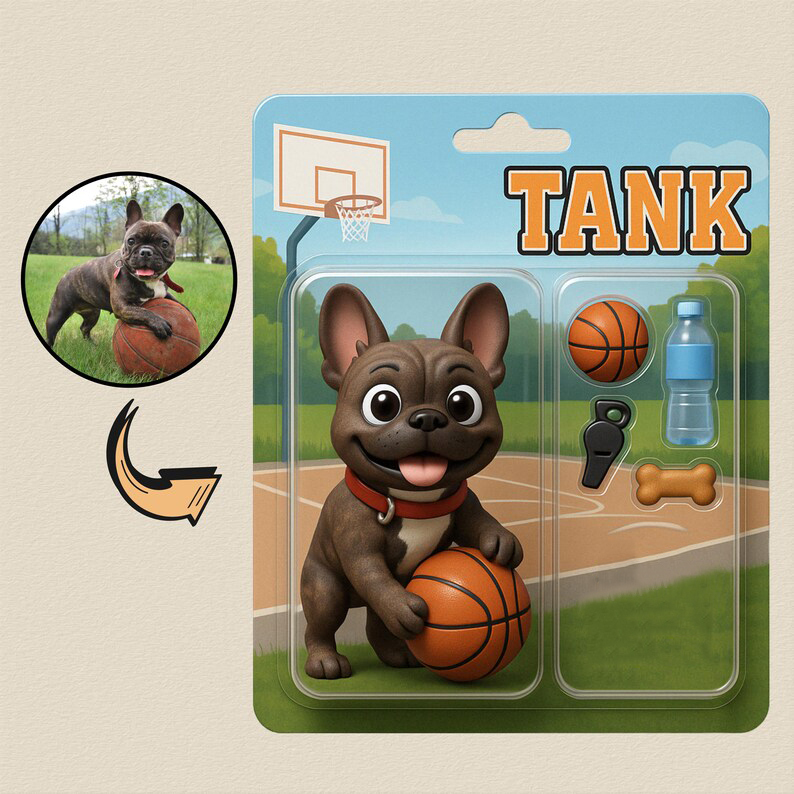 Fully Body Customizable 3D Effect Action Figure Pack Packaging Toy Box Style Art Gift Personalized Acrylic Car Hanger Gift for Pet Lovers - SantaSocks