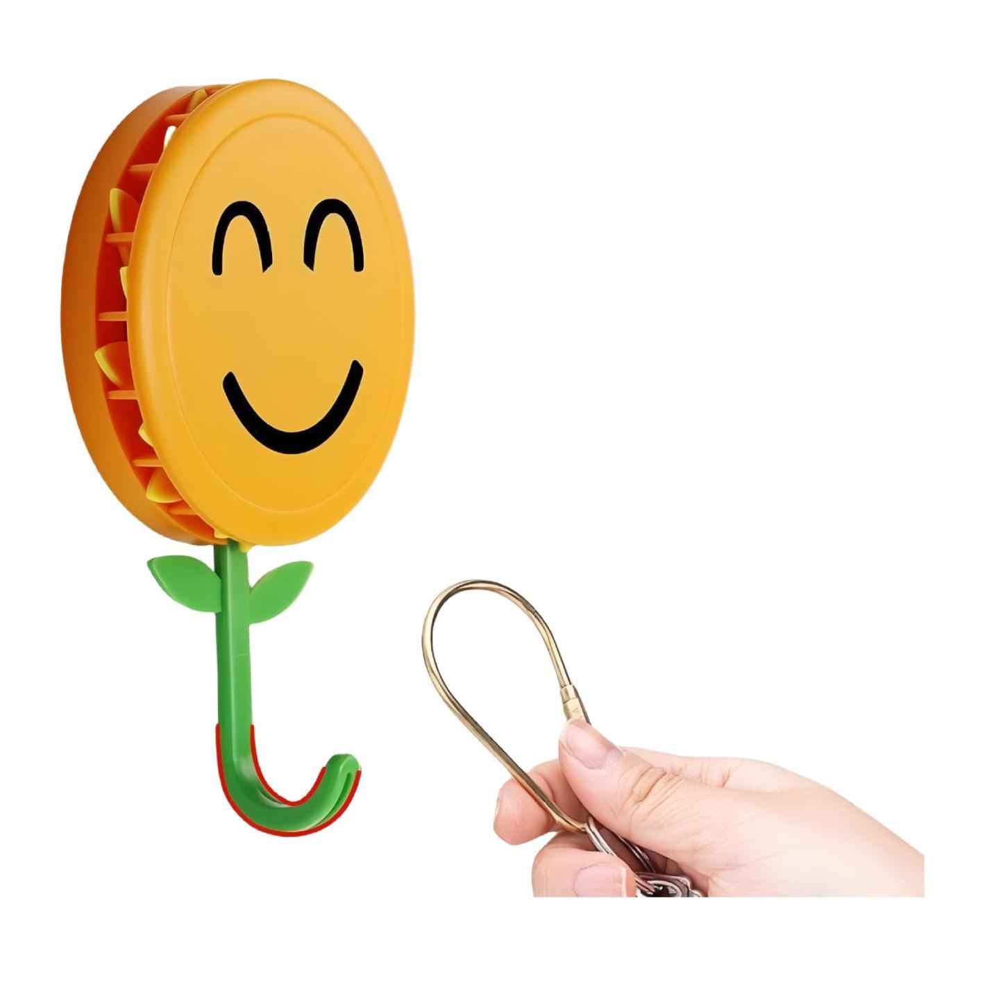 Sunflower Wall Hook – Retractable Self-Adhesive Smiley Flower Hook, No-Drill Decorative Hanger for Home