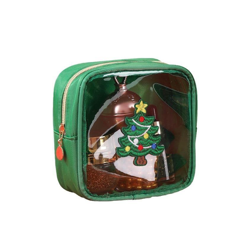 Christmas Chenille Letter Makeup Bag  PVC Travel Cosmetic Pouch Christmas Gift