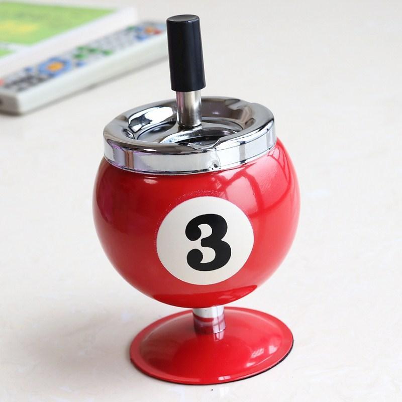 Creative Billiard Metal Ashtray with Lid – Anti-Flying Ash Desk Ashtray, Pool Table Style Office Decoration