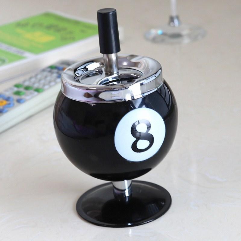 Creative Billiard Metal Ashtray with Lid – Anti-Flying Ash Desk Ashtray, Pool Table Style Office Decoration