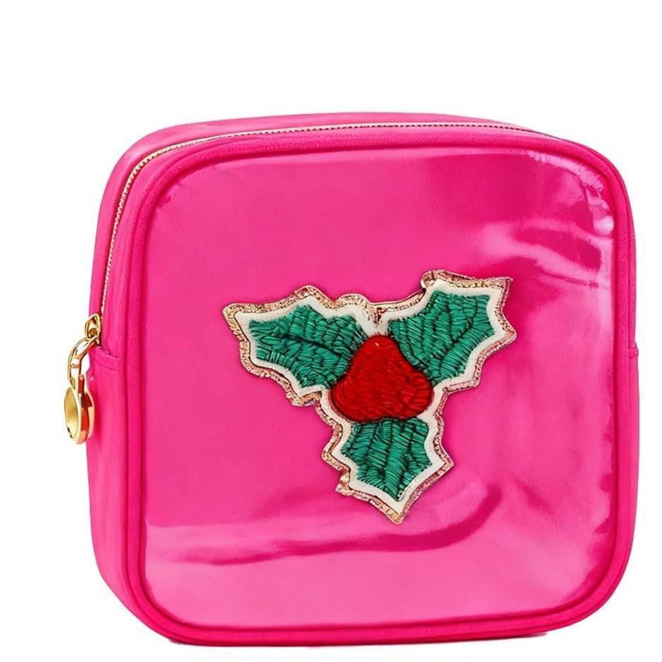 Christmas Chenille Letter Makeup Bag  PVC Travel Cosmetic Pouch Christmas Gift