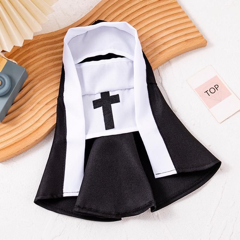 Cat Nun Costume for Halloween – Funny Pet Dress-Up Outfit with Cross Detail, Perfect Gift for Cat Lovers - SantaSocks