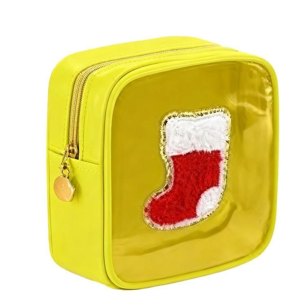 Christmas Chenille Letter Makeup Bag  PVC Travel Cosmetic Pouch Christmas Gift