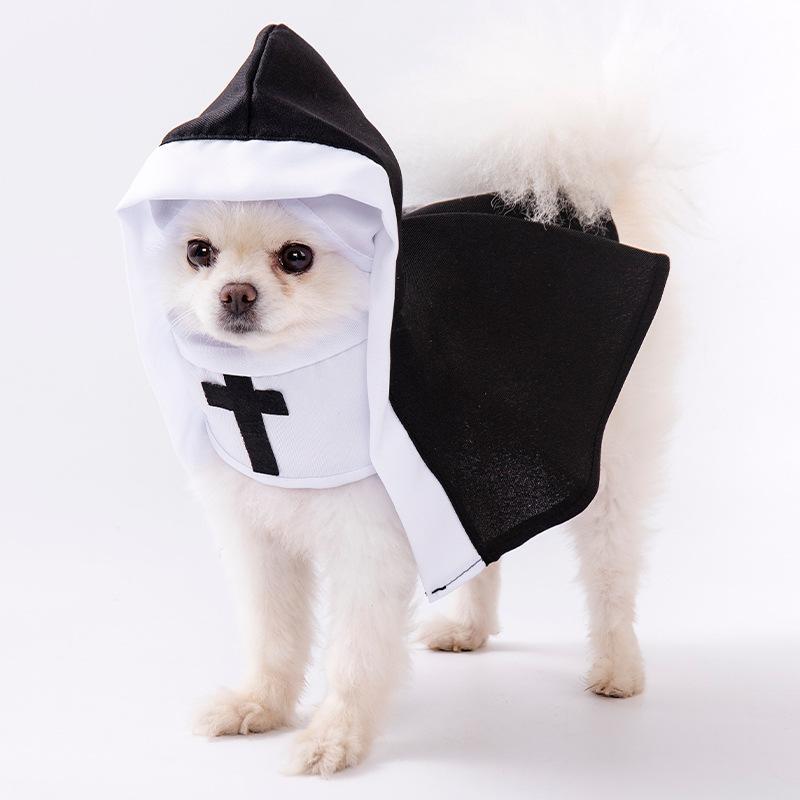 Cat Nun Costume for Halloween – Funny Pet Dress-Up Outfit with Cross Detail, Perfect Gift for Cat Lovers - SantaSocks