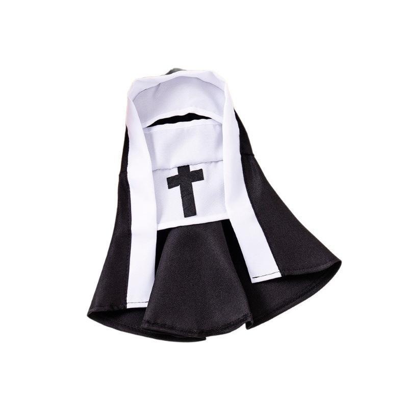 Cat Nun Costume for Halloween – Funny Pet Dress-Up Outfit with Cross Detail, Perfect Gift for Cat Lovers - SantaSocks