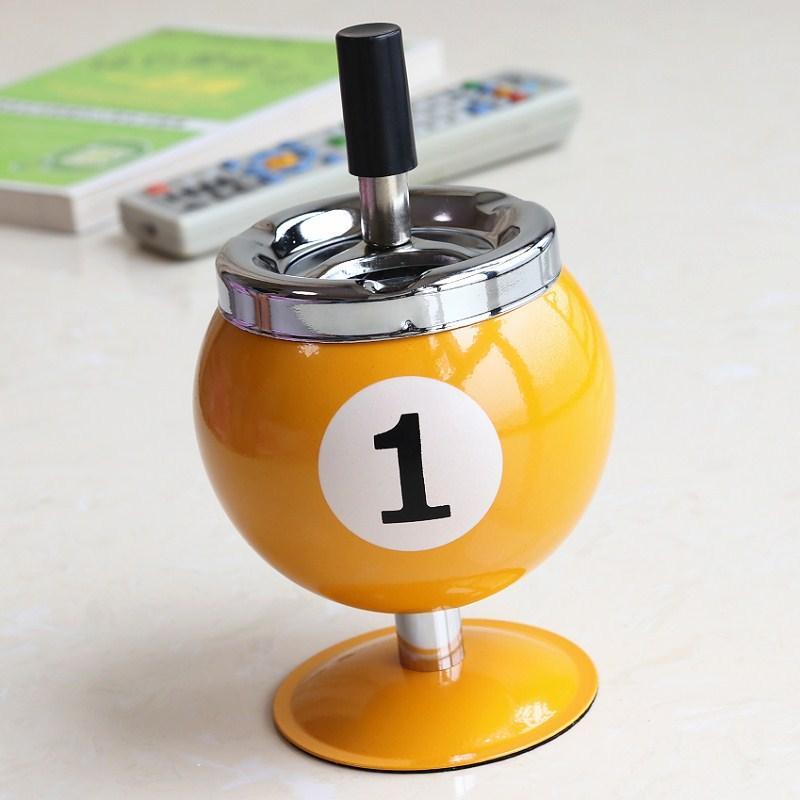 Creative Billiard Metal Ashtray with Lid – Anti-Flying Ash Desk Ashtray, Pool Table Style Office Decoration