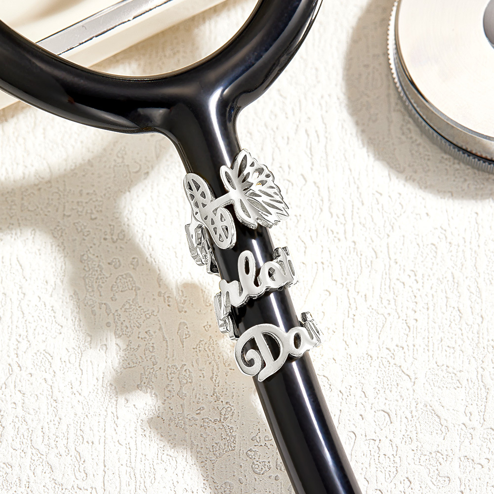 RN Stethoscope ID Tag|Stethoscope Personalized Name Tag with Birthflower|Stethoscope Charm|Gift for Nurse Graduation|RN Gift|Gift for Doctor