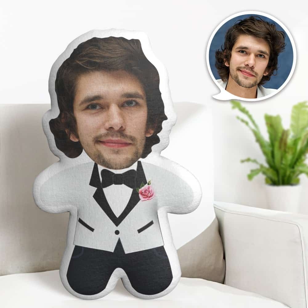Valentine's Day Gift Custom Face Pillow, Cartoon Male in Suit Face Doll, the Best Gift for Lover - SantaSocks