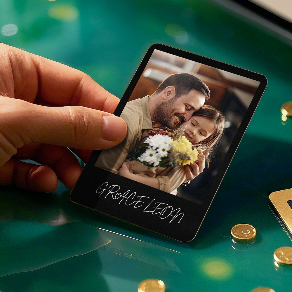 Custom Metal Wallet Card Personalized Aluminum Photo Wallet Card Father's Day Gift - SantaSocks