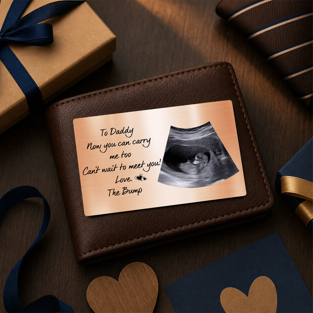 Custom Photo To Daddy Now You Can Carry Me Too Personalized Wallet Card - SantaSocks