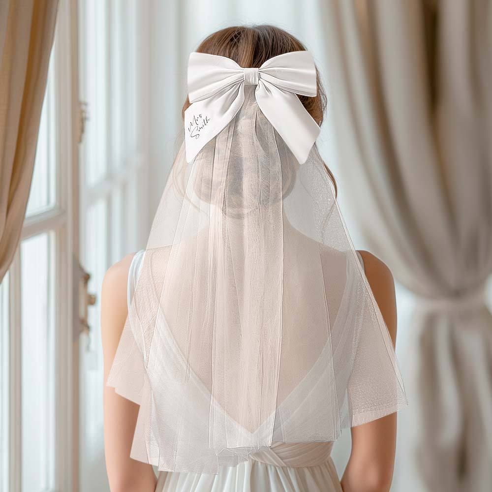 Personalized Bridal Veil Bow Clip Gift for Bride - SantaSocks