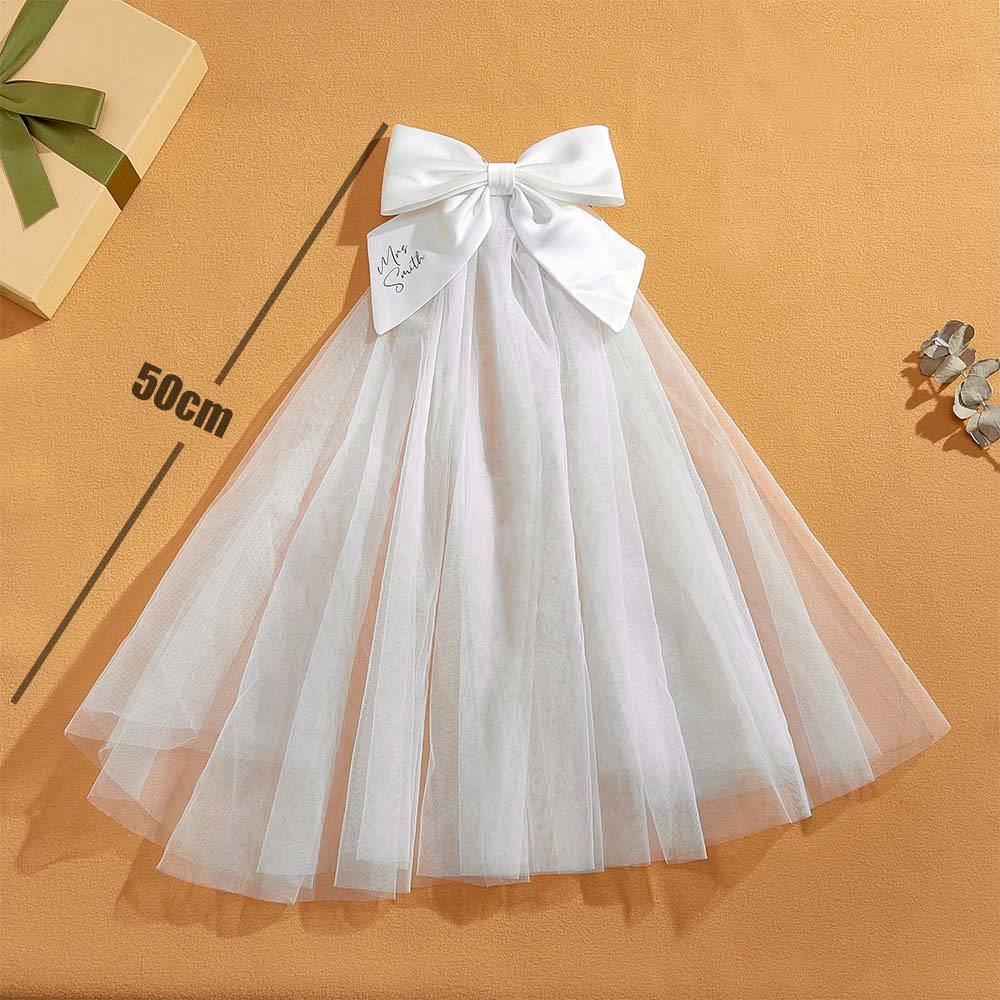 Personalized Bridal Veil Bow Clip Gift for Bride - SantaSocks