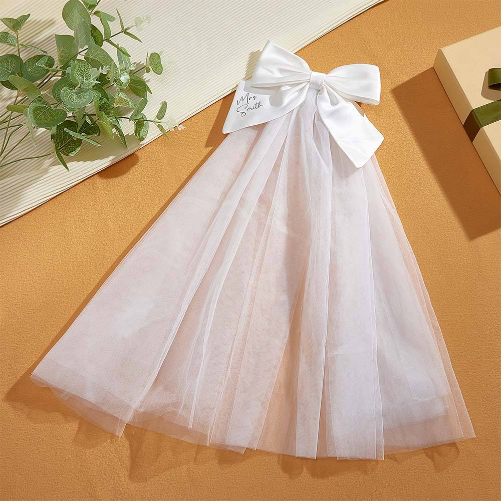 Personalized Bridal Veil Bow Clip Gift for Bride - SantaSocks
