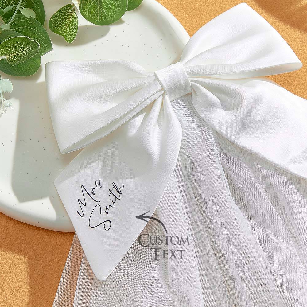 Personalized Bridal Veil Bow Clip Gift for Bride - SantaSocks