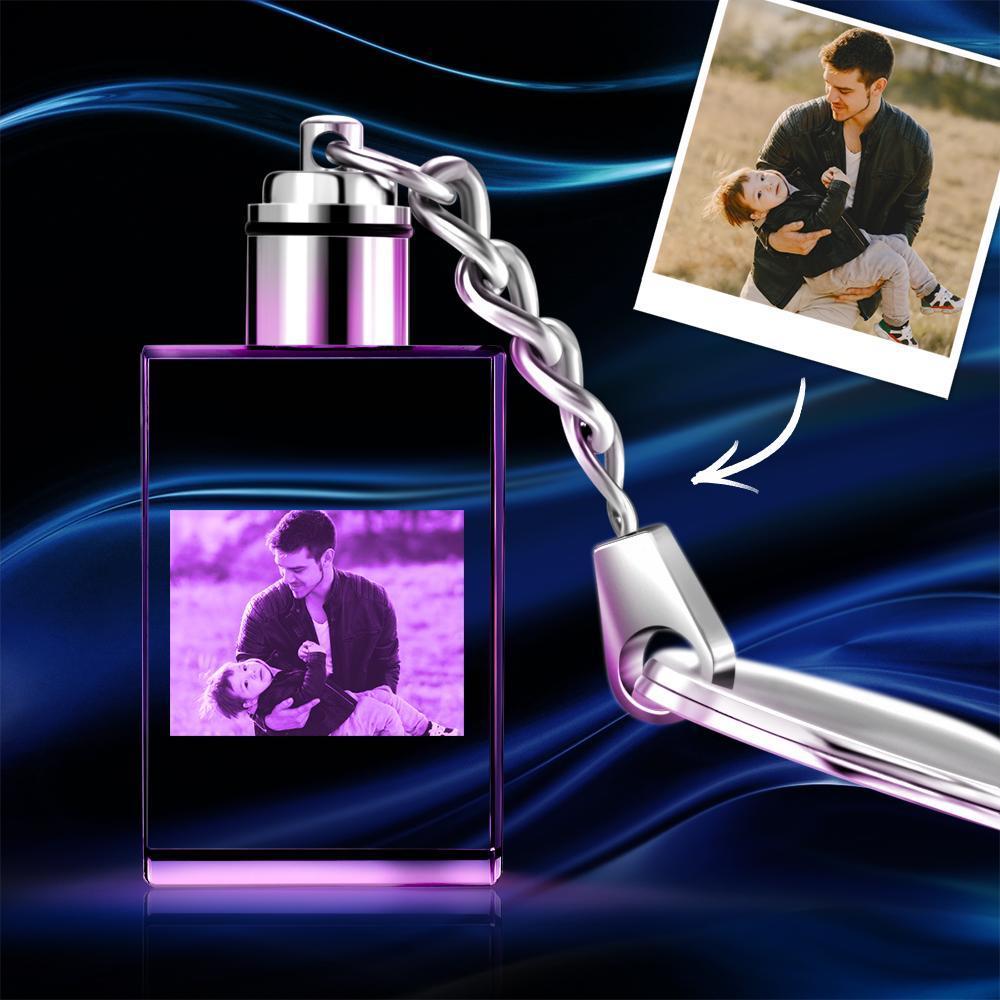 Custom Crystal Rectangle Photo Key Chain For Dad