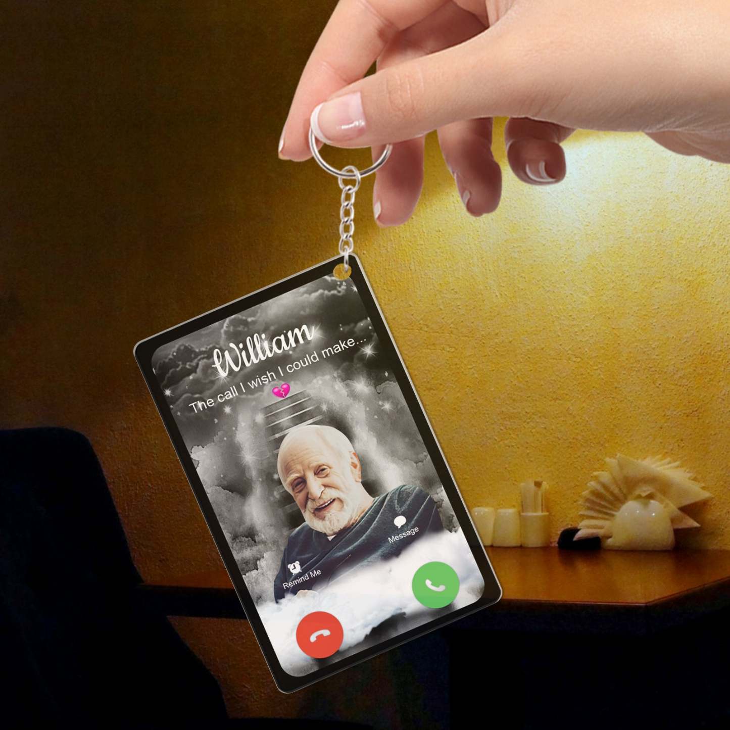 Personalized Acrylic Keychain The Call I Wish I Could Take Memorial Sympathy Gift Remembrance Custom Engraving Photo Keychain - SantaSocks