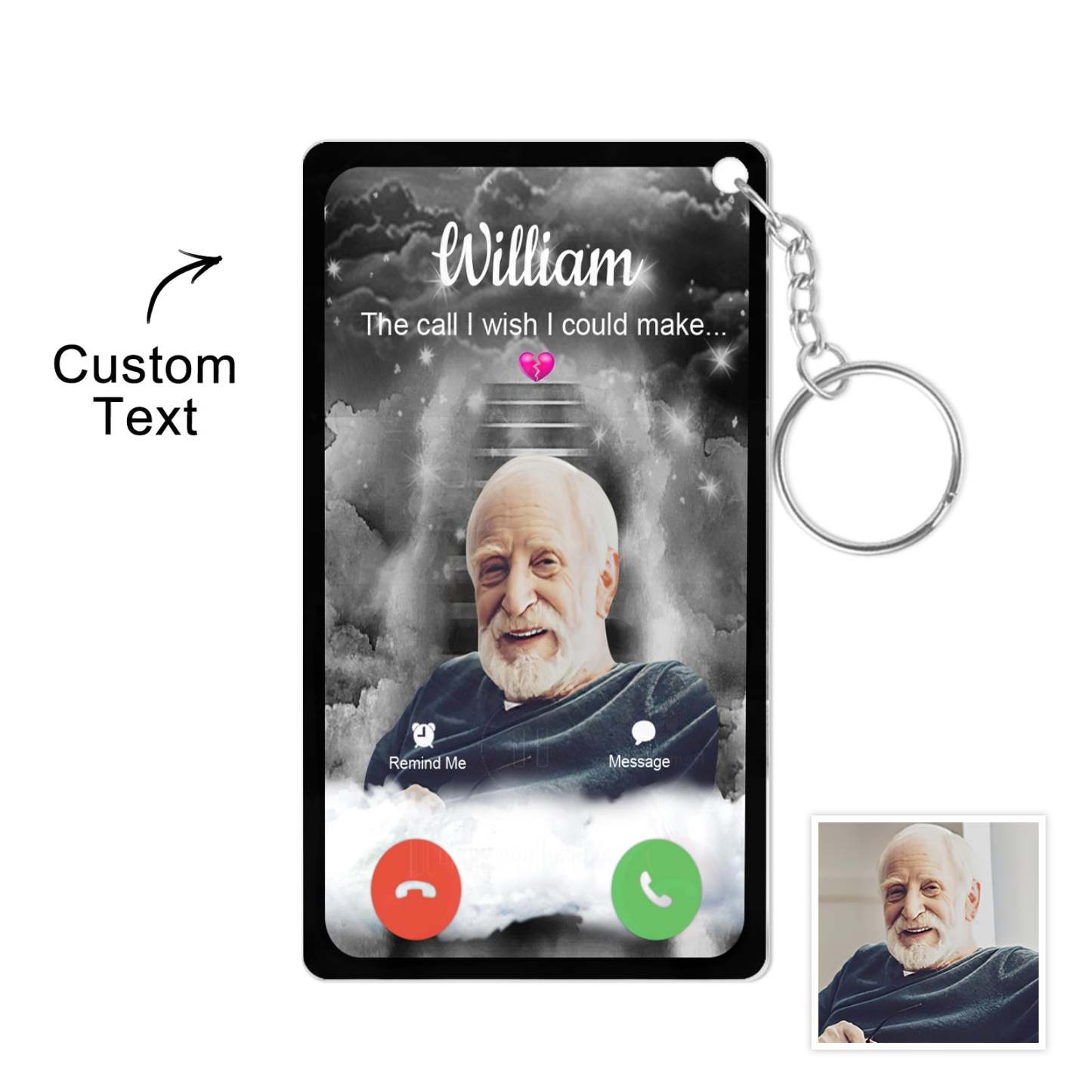 Personalized Acrylic Keychain The Call I Wish I Could Take Memorial Sympathy Gift Remembrance Custom Engraving Photo Keychain - SantaSocks