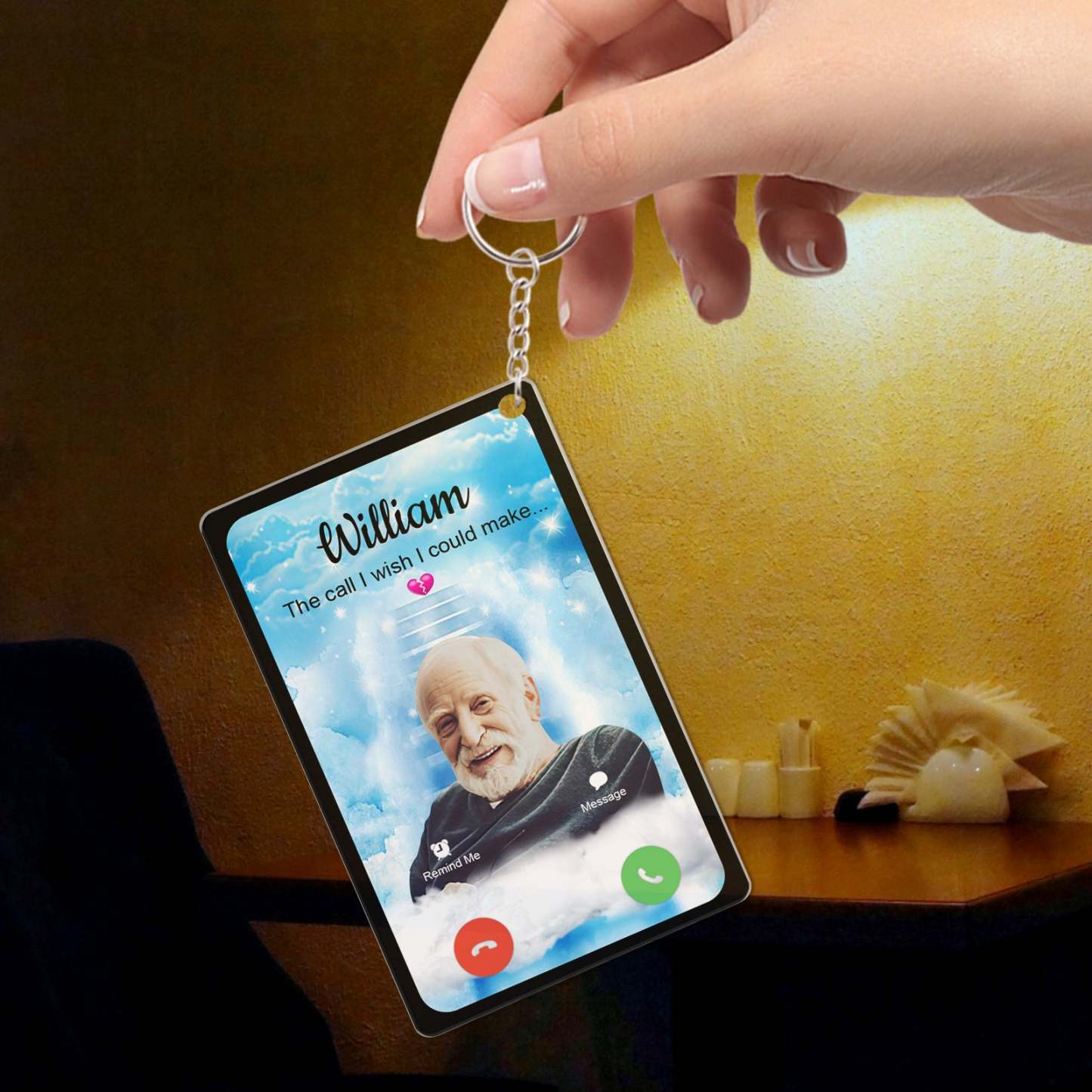 Personalized Acrylic Keychain The Call I Wish I Could Take Memorial Sympathy Gift Remembrance Custom Engraving Photo Keychain - SantaSocks