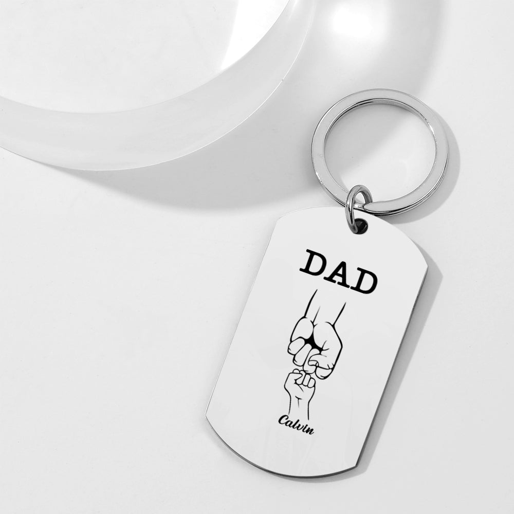 Custom Dad Keychain as a Dad Gift - Fist Bump with Dad