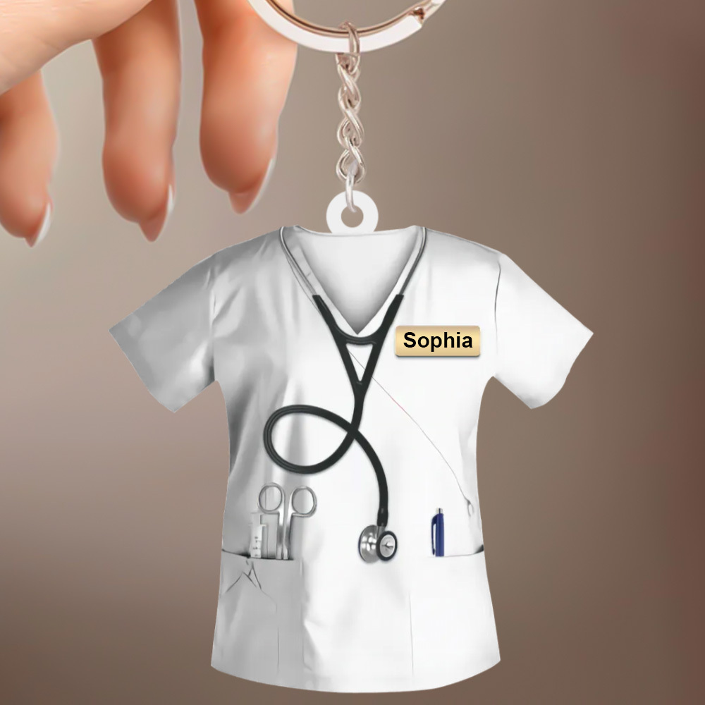 Custom Nurse Uniform Keychain Acrylic Keychain With Text Unique Gift For Nurse - soufeelus