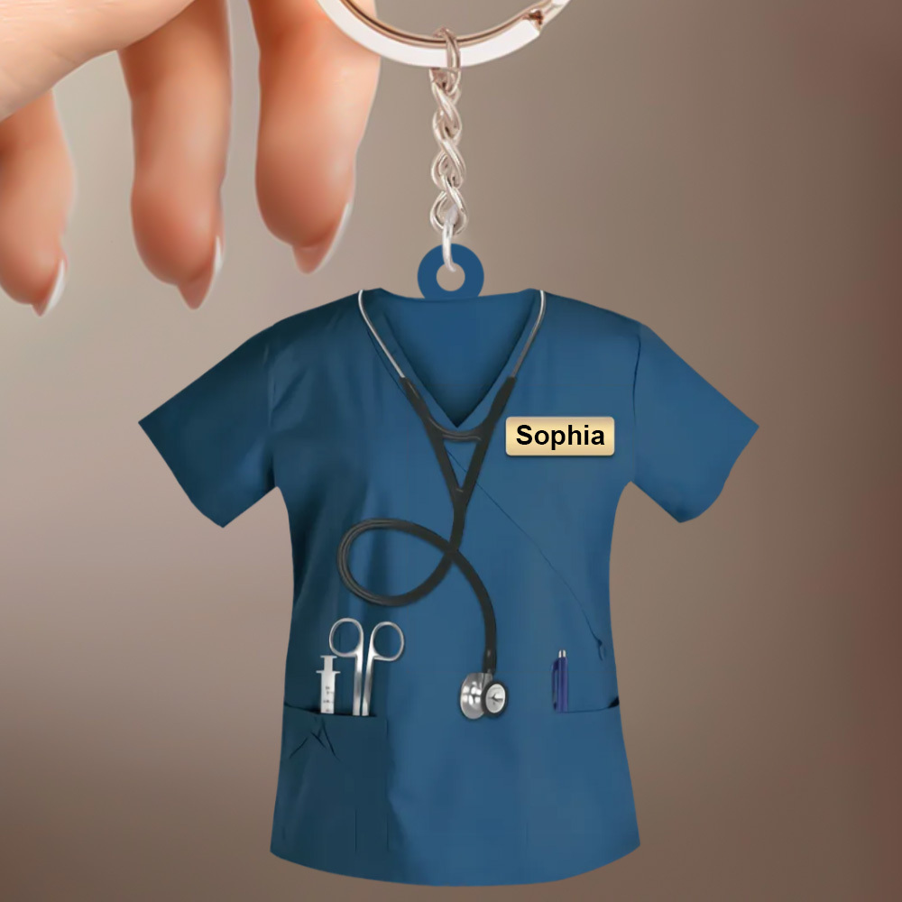 Custom Nurse Uniform Keychain Acrylic Keychain With Text Unique Gift For Nurse - soufeelus