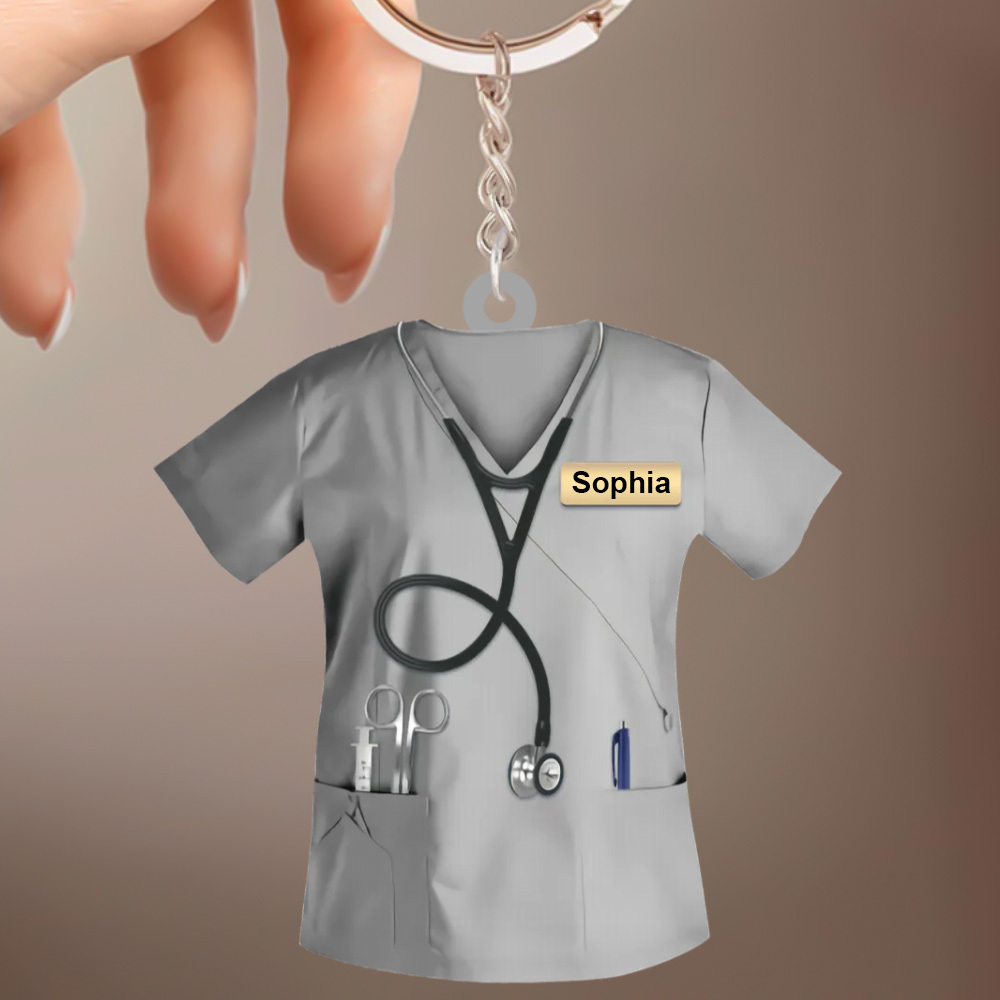 Custom Nurse Uniform Keychain Acrylic Keychain With Text Unique Gift For Nurse - soufeelus