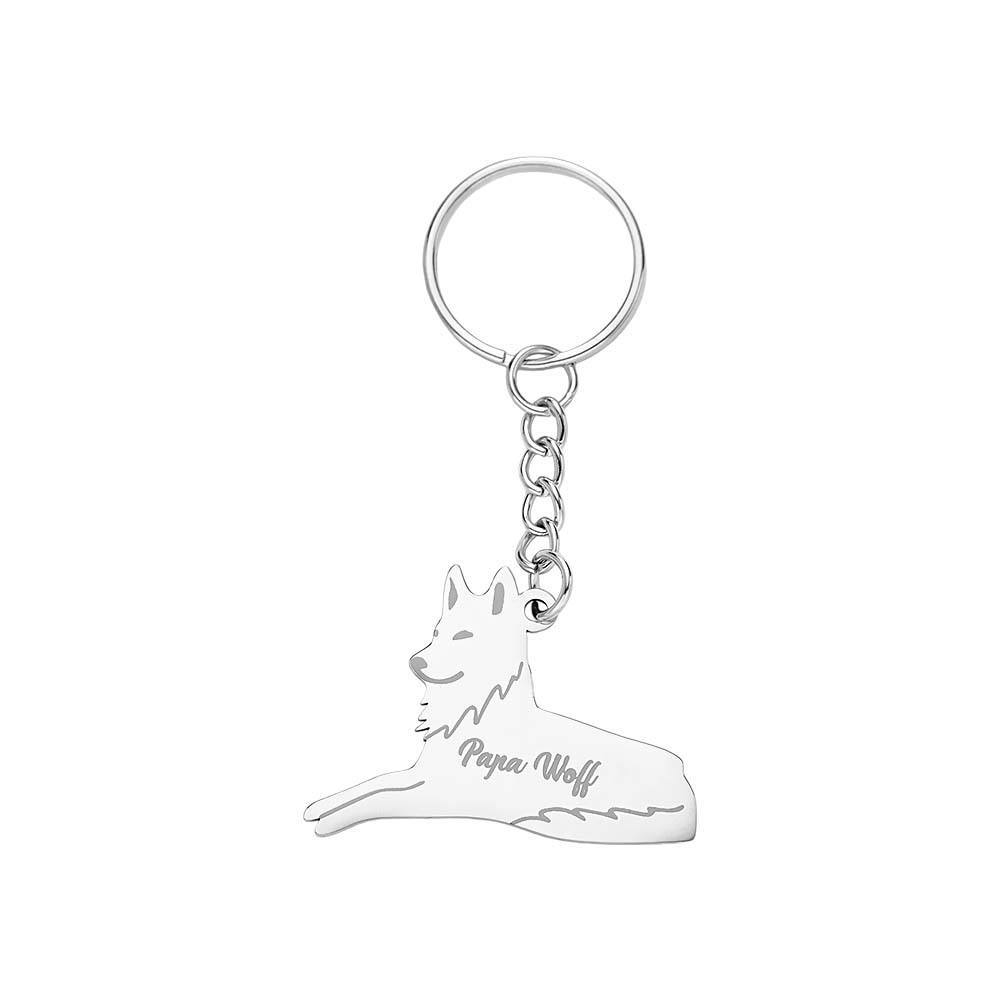 Personalized Wolf Keychain with Engraved Family Names Gift for Family - SantaSocks