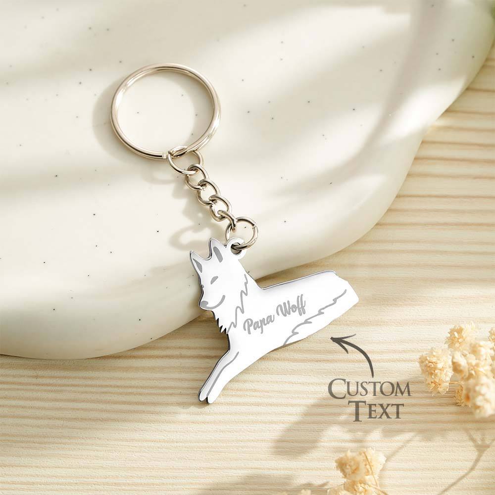 Personalized Wolf Keychain with Engraved Family Names Gift for Family - SantaSocks
