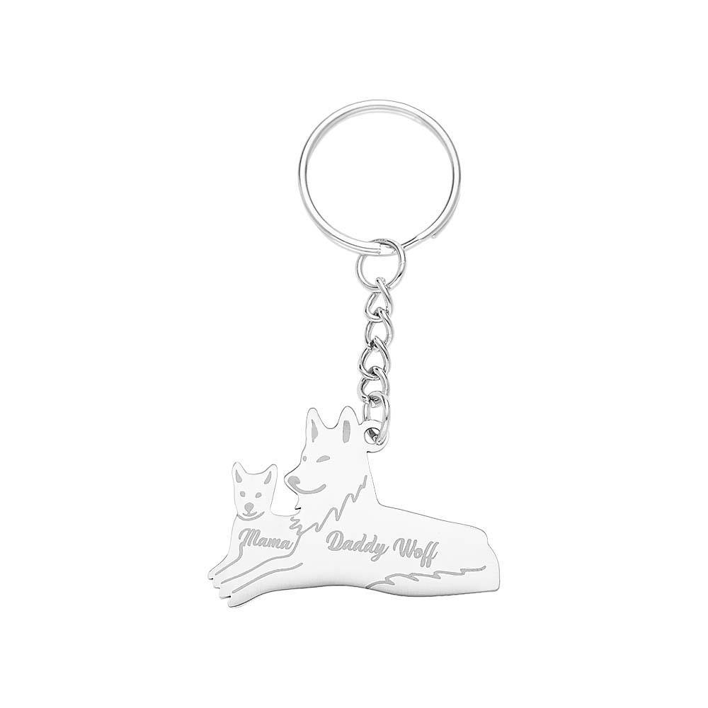 Personalized Wolf Keychain with Engraved Family Names Gift for Family - SantaSocks