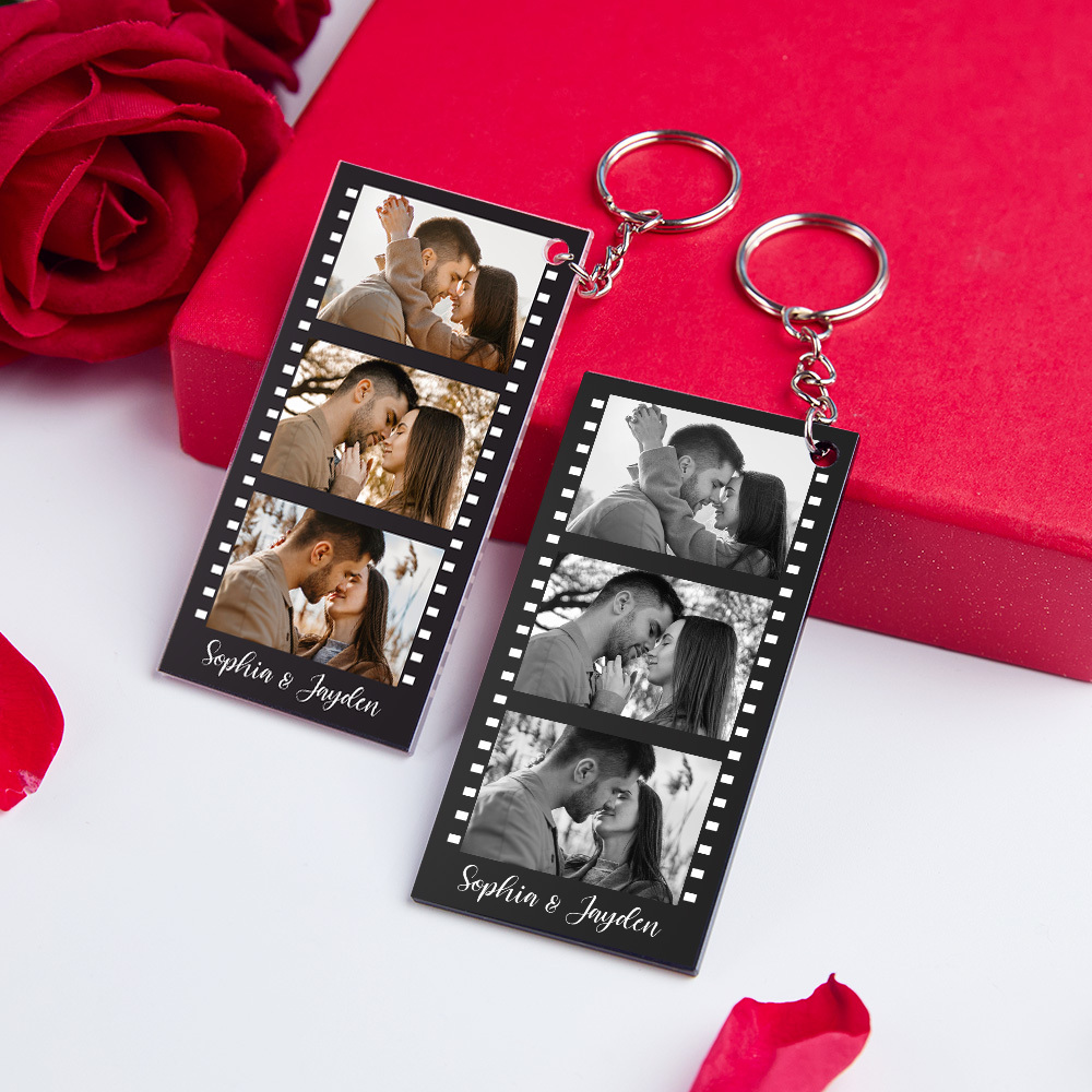Personalized Acrylic Film Keychain Couple You & Me Photo and Text Acrylic Keychain Creative Gifts Valentine Gift Keychain - SantaSocks