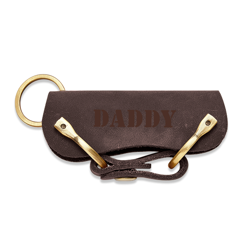 Personalized LEATHER KEYCHAIN Holder Key Chain Car Accessories Keychain Groomsmen Gift for Him Dad Men Gift for Birthday Custom Engraved - SantaSocks